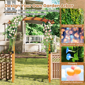 7/7.5 Feet Garden Arch Wooden Arbor Outdoor Wood Trellis for Climbing Plants-7.5 FT view 7