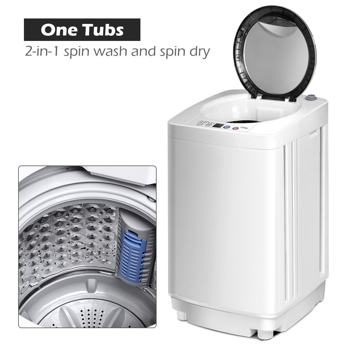 Portable 7.7 lbs Automatic Laundry Washing Machine with Drain Pump view 6
