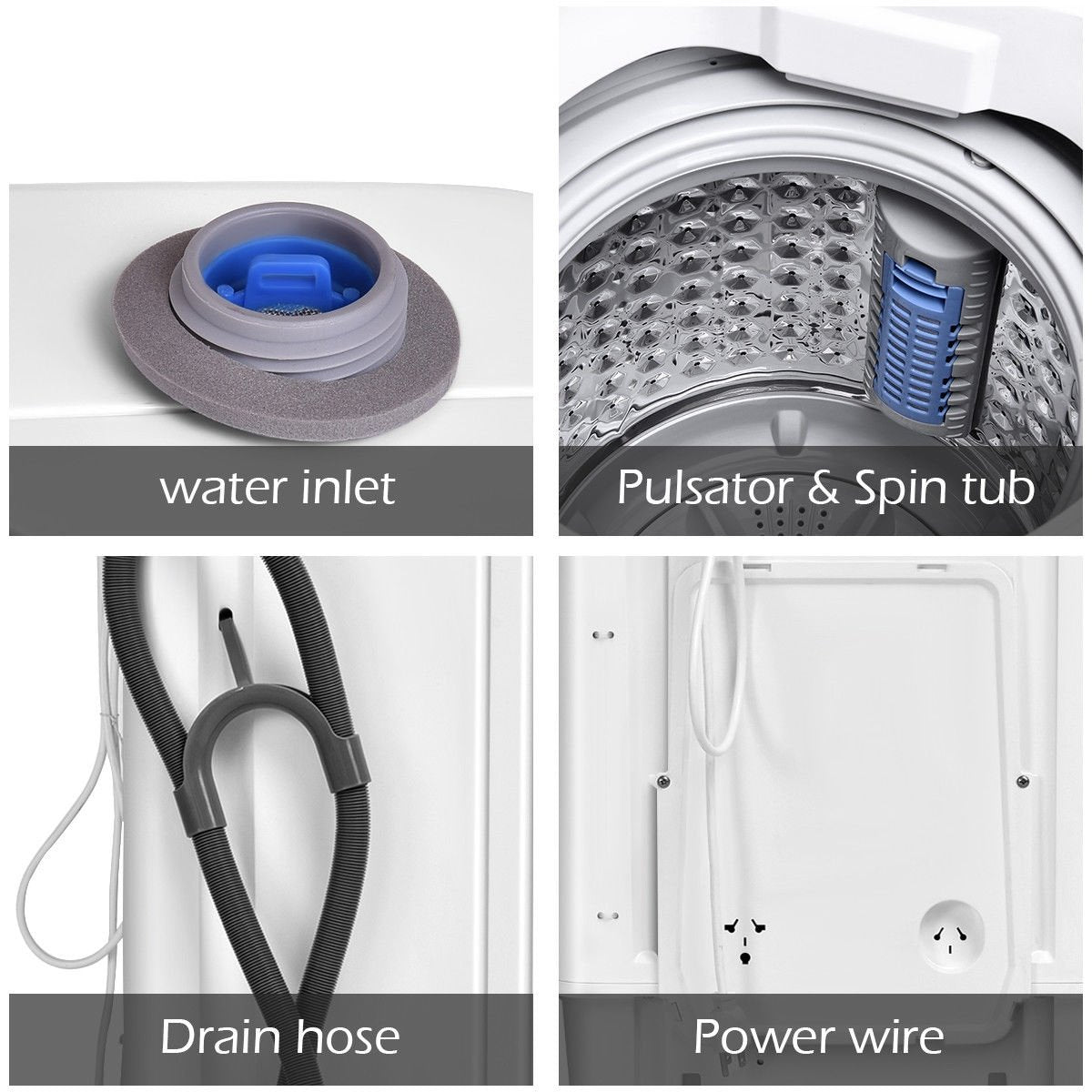 Portable 7.7 lbs Automatic Laundry Washing Machine with Drain Pump view 7