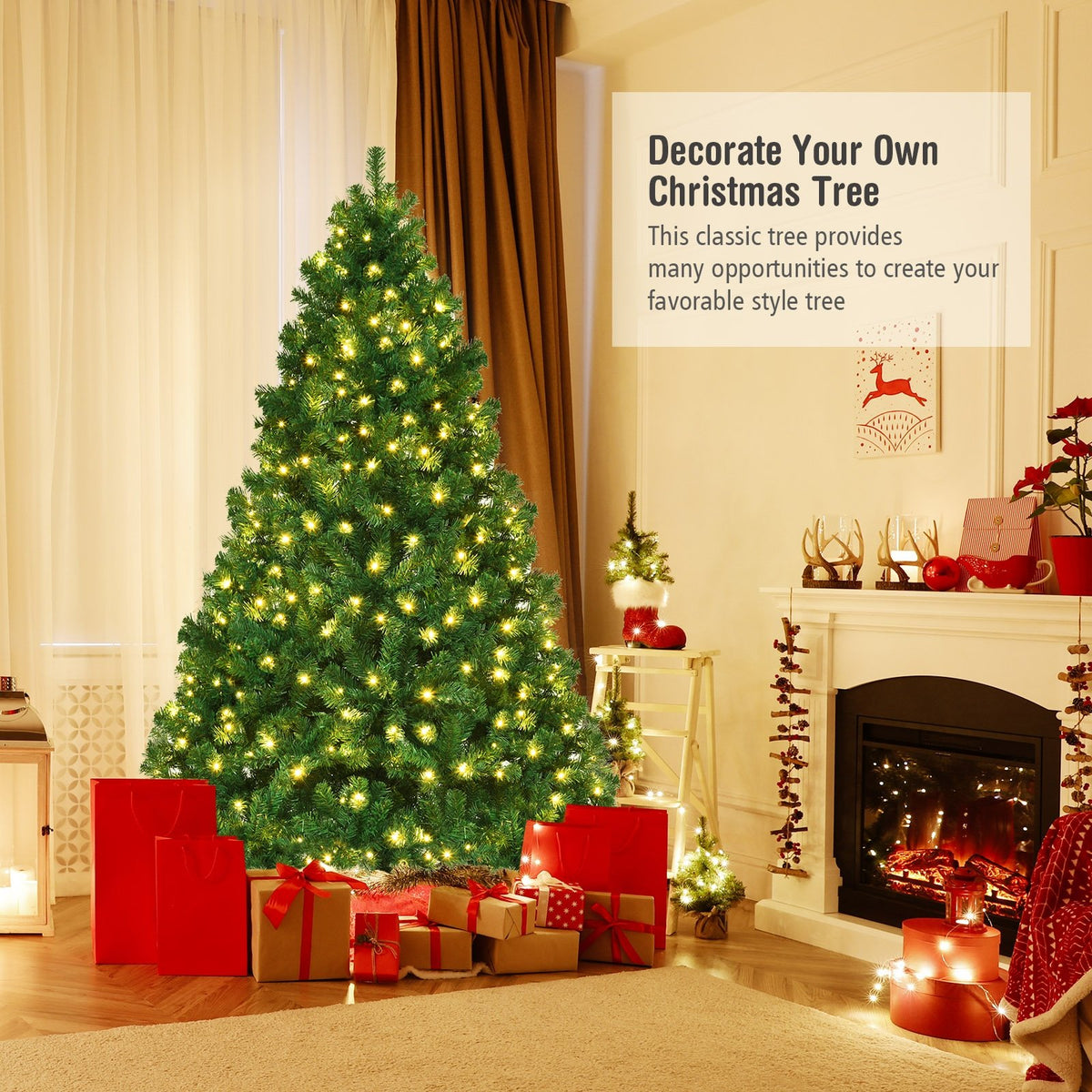 7.5 Feet PVC Artificial Christmas Tree with LED Lights-7.5 ft view 6