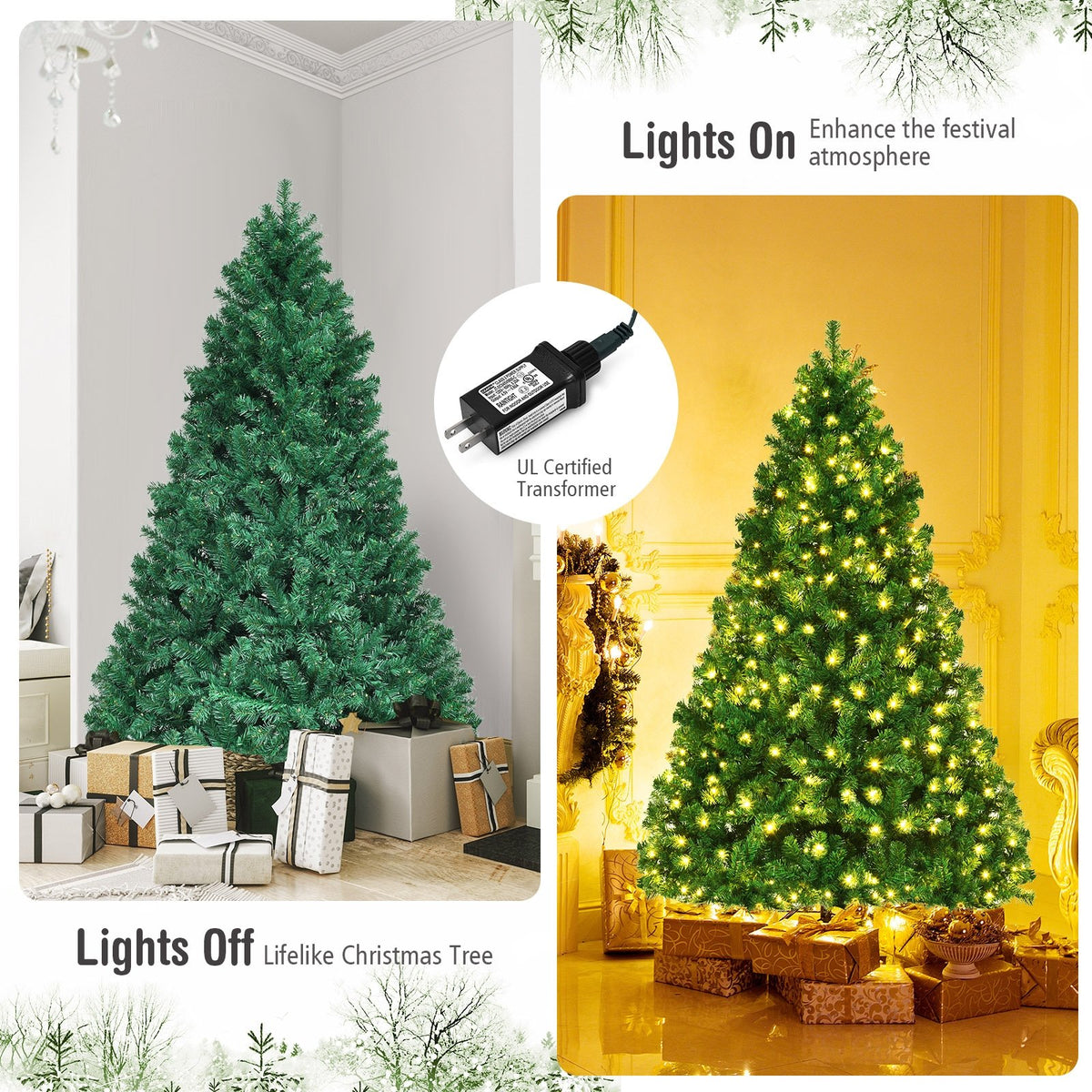 7.5 Feet PVC Artificial Christmas Tree with LED Lights-7.5 ft view 7