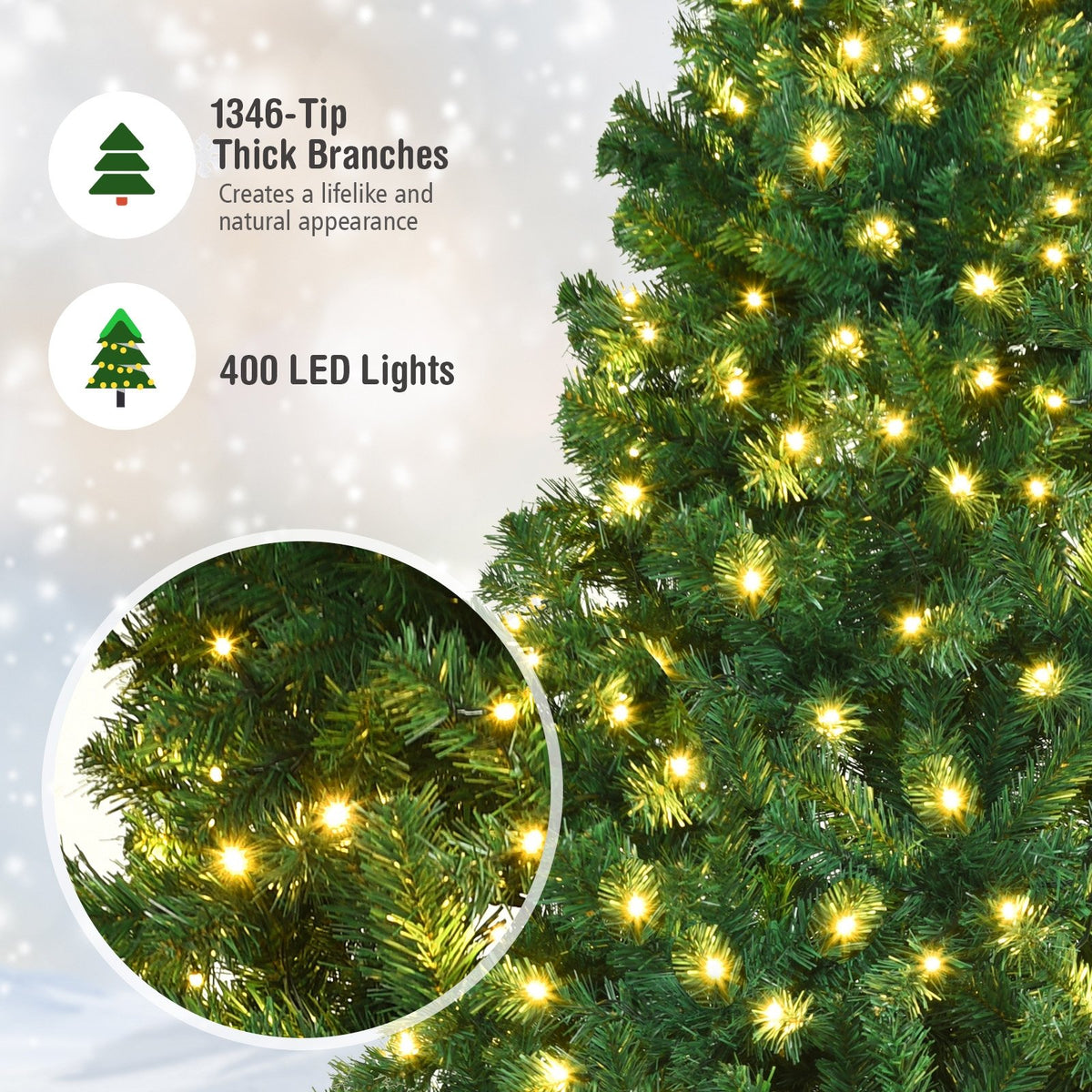 7.5 Feet PVC Artificial Christmas Tree with LED Lights-7.5 ft view 9
