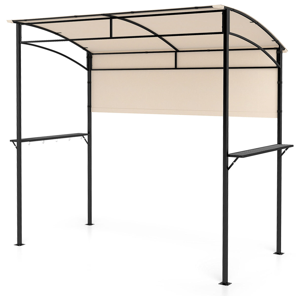7.8 x 4.4 FT Outdoor Patio BBQ Canopy with Metal Shelves and Bottle Openers-Beige view 4