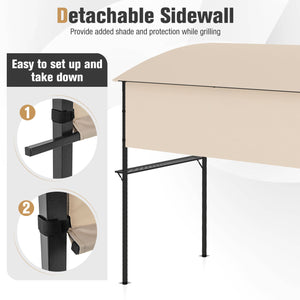 7.8 x 4.4 FT Outdoor Patio BBQ Canopy with Metal Shelves and Bottle Openers-Beige view 9
