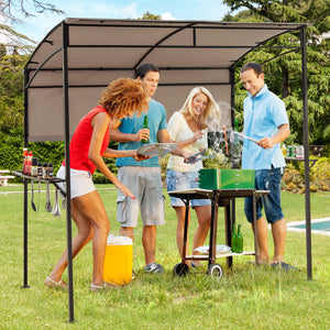 7.8 x 4.4 FT Outdoor Patio BBQ Canopy with Metal Shelves and Bottle Openers-Brown view 3
