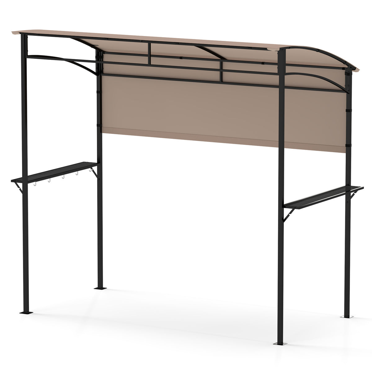 7.8 x 4.4 FT Outdoor Patio BBQ Canopy with Metal Shelves and Bottle Openers-Brown view 4