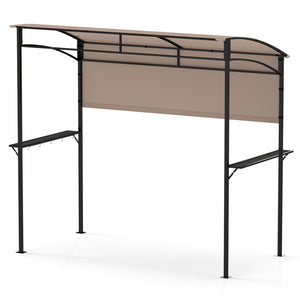 7.8 x 4.4 FT Outdoor Patio BBQ Canopy with Metal Shelves and Bottle Openers-Brown view 4