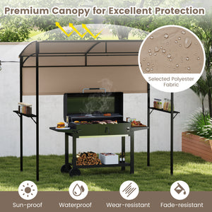 7.8 x 4.4 FT Outdoor Patio BBQ Canopy with Metal Shelves and Bottle Openers-Brown view 6