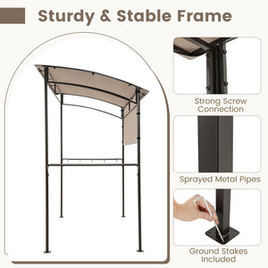 7.8 x 4.4 FT Outdoor Patio BBQ Canopy with Metal Shelves and Bottle Openers-Brown view 7