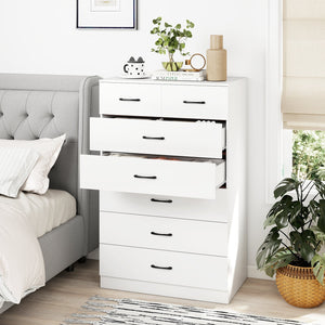 7-Drawer Tall Dresser with Metal Handles and Anti-Tipping Kits-White view 3