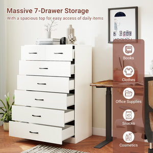 7-Drawer Tall Dresser with Metal Handles and Anti-Tipping Kits-White view 6
