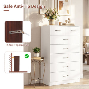 7-Drawer Tall Dresser with Metal Handles and Anti-Tipping Kits-White view 7