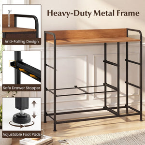 7 Drawer Tower Steel Frame and Wooden Top Dresser Storage Chest for Bedroom view 9