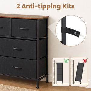 7-Drawer Wide Dresser with 2-Sized Folding Fabric Drawers for Bedroom-Black view 9