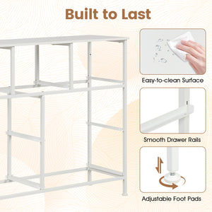 7-Drawer Wide Dresser with 2-Sized Folding Fabric Drawers for Bedroom-White view 8