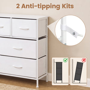 7-Drawer Wide Dresser with 2-Sized Folding Fabric Drawers for Bedroom-White view 9