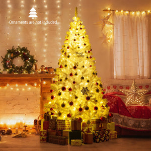7 Feet Artificial Christmas Tree Hinged Pre-Lit Xmas Tree with 11 Lighting Modes view 3