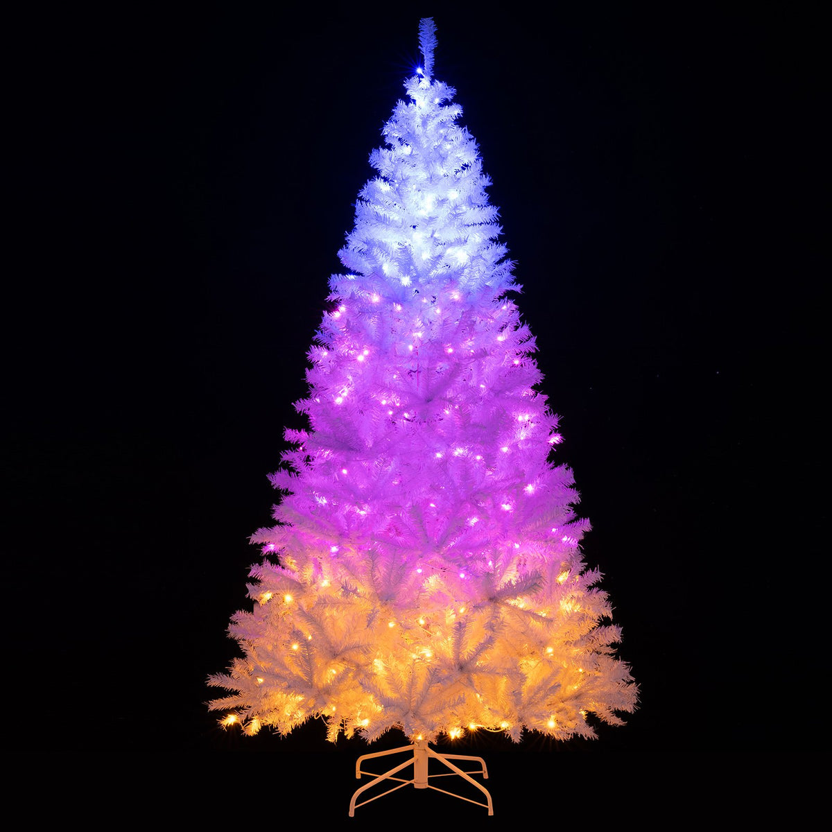 7 Feet Artificial Christmas Tree Hinged Pre-Lit Xmas Tree with 11 Lighting Modes view 7