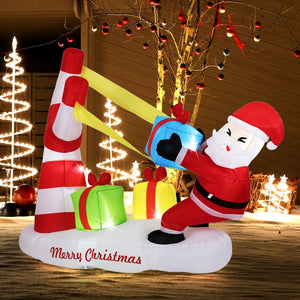 7 Feet Christmas Inflatables Santa with Slingshot and Built-in LED Lights Outdoor Decoration view 3