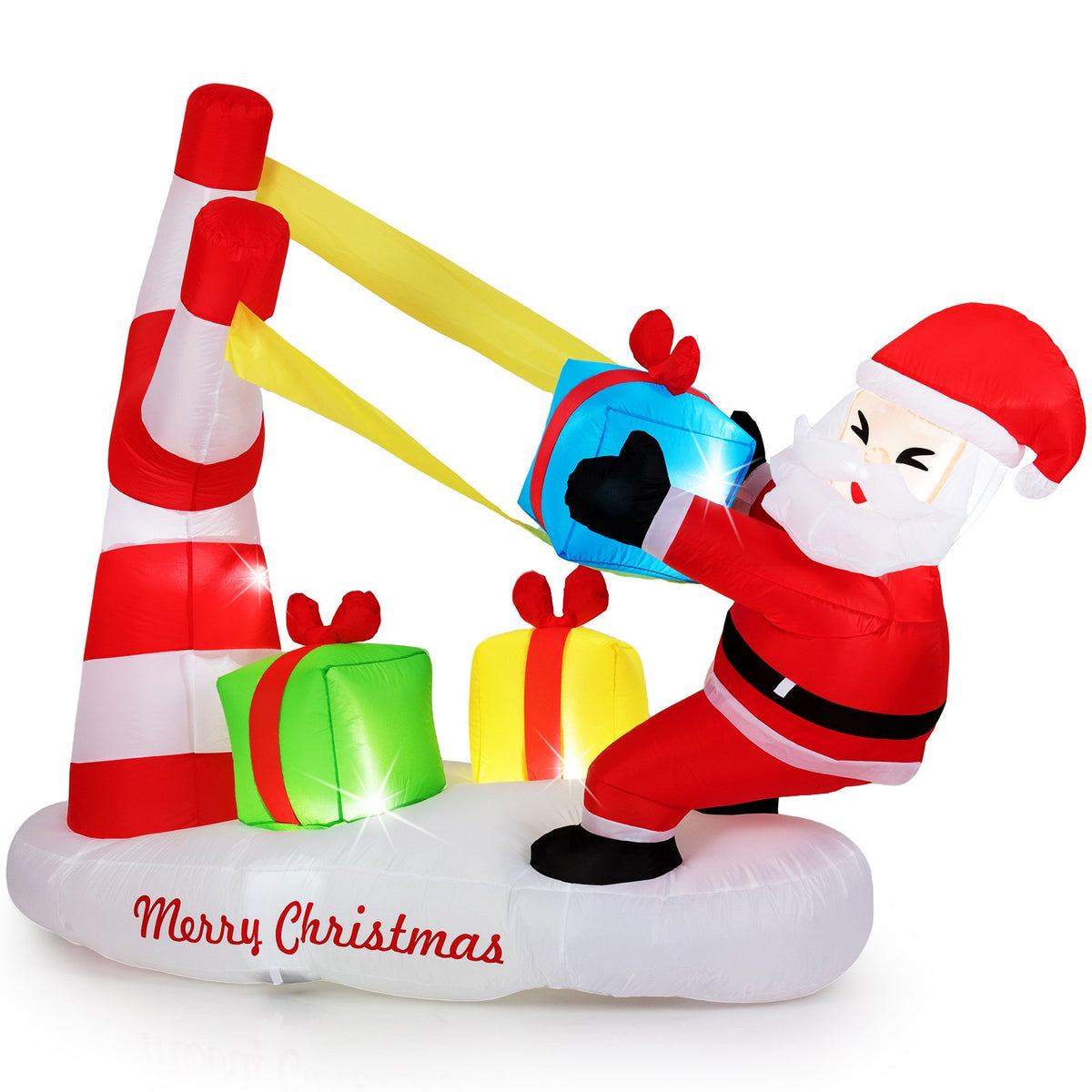 7 Feet Christmas Inflatables Santa with Slingshot and Built-in LED Lights Outdoor Decoration view 4