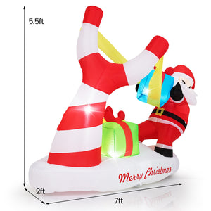 7 Feet Christmas Inflatables Santa with Slingshot and Built-in LED Lights Outdoor Decoration view 5