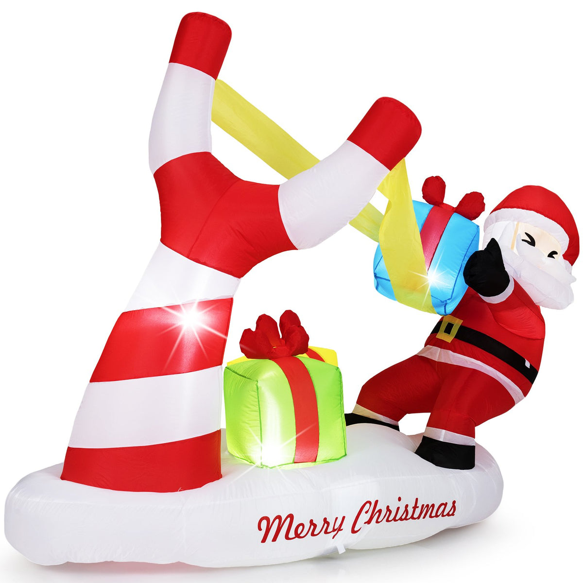 7 Feet Christmas Inflatables Santa with Slingshot and Built-in LED Lights Outdoor Decoration view 7