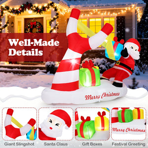 7 Feet Christmas Inflatables Santa with Slingshot and Built-in LED Lights Outdoor Decoration view 8
