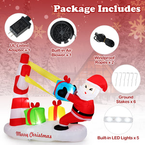 7 Feet Christmas Inflatables Santa with Slingshot and Built-in LED Lights Outdoor Decoration view 9