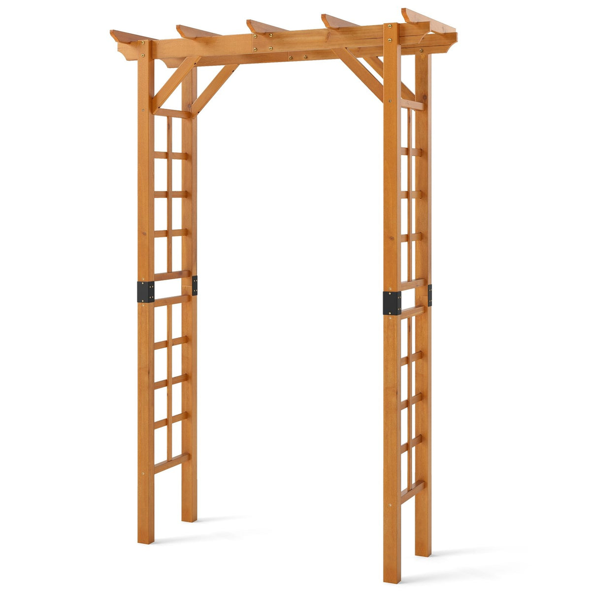 7/7.5 Feet Garden Arch Wooden Arbor Outdoor Wood Trellis for Climbing Plants-7 FT view 4