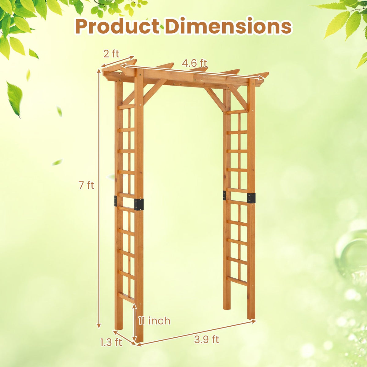 7/7.5 Feet Garden Arch Wooden Arbor Outdoor Wood Trellis for Climbing Plants-7 FT view 5