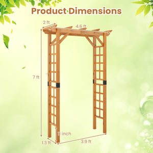 7/7.5 Feet Garden Arch Wooden Arbor Outdoor Wood Trellis for Climbing Plants-7 FT view 5