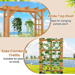 7/7.5 Feet Garden Arch Wooden Arbor Outdoor Wood Trellis for Climbing Plants-7 FT view 6