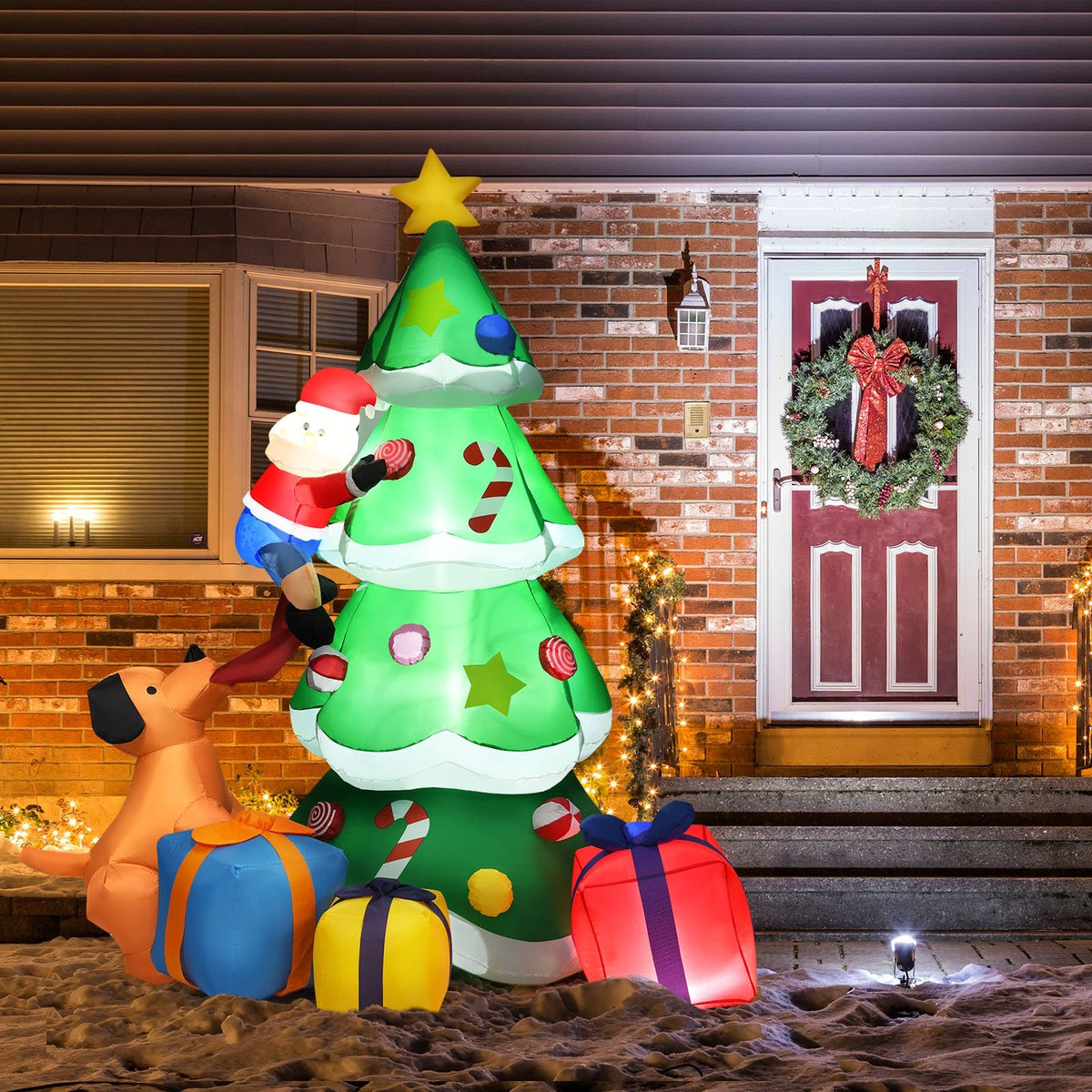 7 Feet Inflatable Christmas Tree Santa Decor with LED Lights view 2
