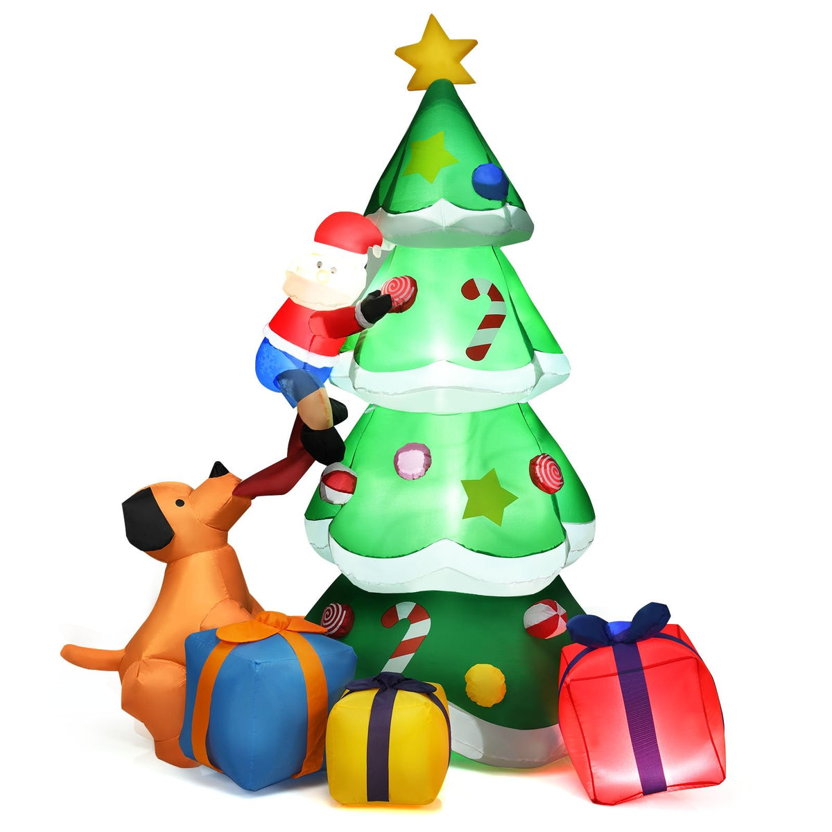 7 Feet Inflatable Christmas Tree Santa Decor with LED Lights view 7