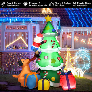 7 Feet Inflatable Christmas Tree Santa Decor with LED Lights view 8