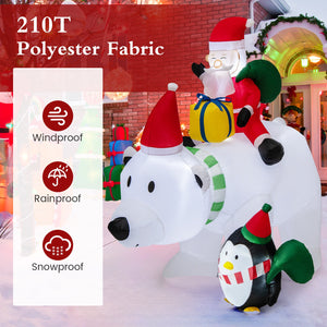 7 Feet Inflatable Santa Claus Riding Bear with Penguin Gift Bags and Gift Box view 7