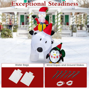 7 Feet Inflatable Santa Claus Riding Bear with Penguin Gift Bags and Gift Box view 8