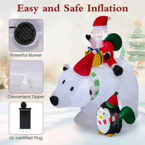 7 Feet Inflatable Santa Claus Riding Bear with Penguin Gift Bags and Gift Box view 9