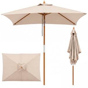 7 Feet Outdoor Rectangular Patio Umbrella with 3 Adjustable Heights-Beige view 3