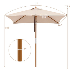 7 Feet Outdoor Rectangular Patio Umbrella with 3 Adjustable Heights-Beige view 4