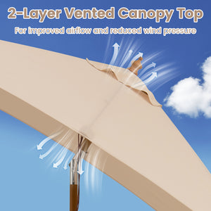 7 Feet Outdoor Rectangular Patio Umbrella with 3 Adjustable Heights-Beige view 5