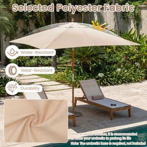 7 Feet Outdoor Rectangular Patio Umbrella with 3 Adjustable Heights-Beige view 6