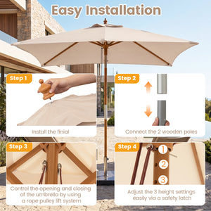 7 Feet Outdoor Rectangular Patio Umbrella with 3 Adjustable Heights-Beige view 9