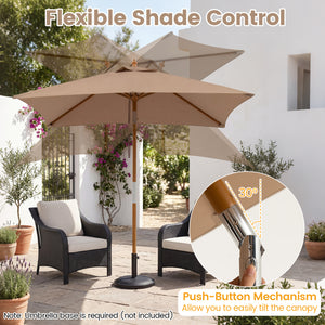 7 Feet Outdoor Rectangular Patio Umbrella with 3 Adjustable Heights-Coffee view 8