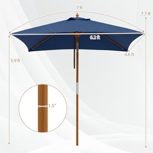 7 Feet Outdoor Rectangular Patio Umbrella with 3 Adjustable Heights-Navy view 4