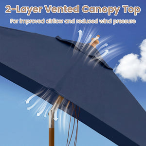 7 Feet Outdoor Rectangular Patio Umbrella with 3 Adjustable Heights-Navy view 5