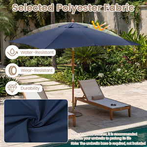 7 Feet Outdoor Rectangular Patio Umbrella with 3 Adjustable Heights-Navy view 6