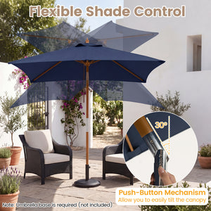 7 Feet Outdoor Rectangular Patio Umbrella with 3 Adjustable Heights-Navy view 8