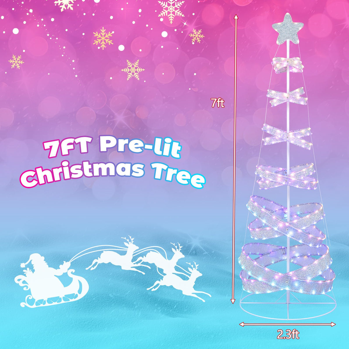7 Feet Outdoor Spiral Christmas Tree for Party, Xmas New Year Decoration view 4