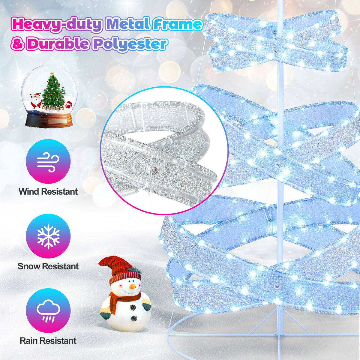 7 Feet Outdoor Spiral Christmas Tree for Party, Xmas New Year Decoration view 6